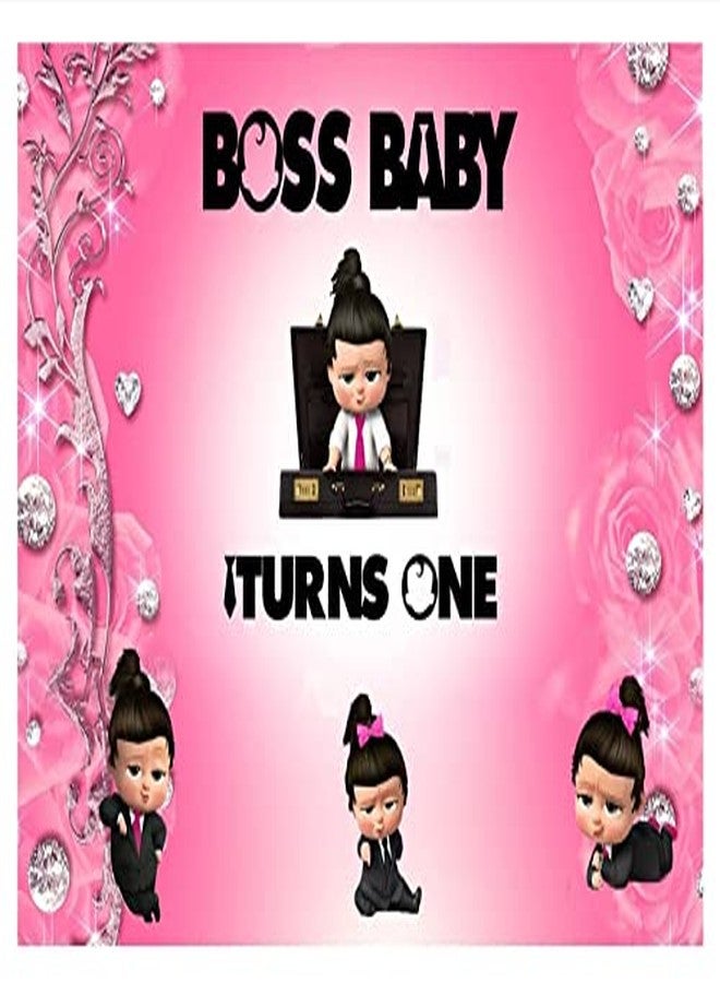 Theme My Party Boss Baby Girl - Birthday Party Backdrop for Photography Banner Kids Event Cake Table Decor Home (4ft X 4ft) - Image 2